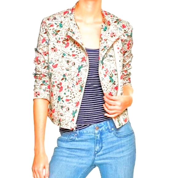 GAP Jackets & Blazers - GAP Moto Jacket - Red Floral - Fully Lined - XL - NWOT